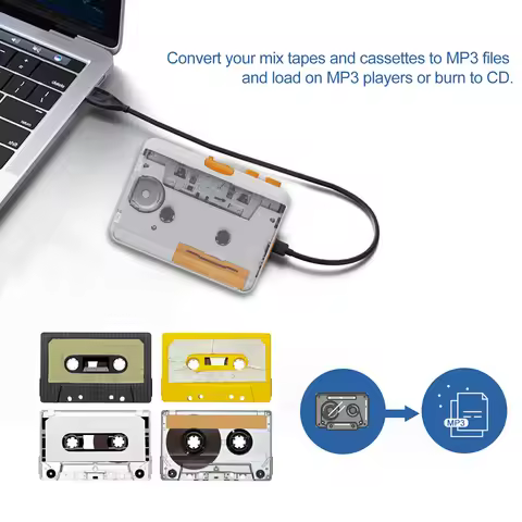 Cassette Recorder Cassette Tape Player Cassette Tape Player Recorder Portable USB Cassette to MP3 Co