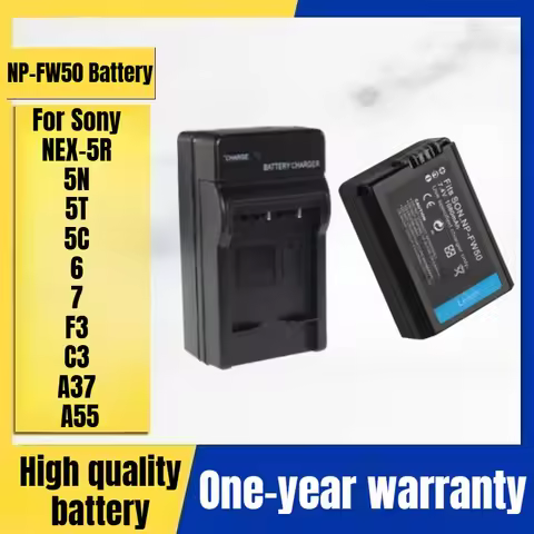 NP-FW50 Camera Battery, Charger for Sony NEX-5R 5N 5T 5C 6 7 F3 C3 A37 A55 Digital Camera 7.4V 1080m
