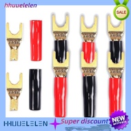 [hhuuelelen]Y Plug Spade Connector for Speaker Wire,8 Pcs Y Spade Plug 45 Degree Gold Plated U Fork 