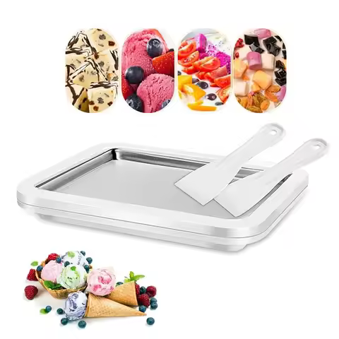 Ice Cream Maker Pan with 1 Scraper Instant Rolled Ice Cream Maker DIY Sorbet Frozen Yogurt Maker