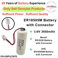 3.6V 3650mAh Maxell ER18/50 battery with connector  EVE ER18505M battery EVE ER18505M battery with c