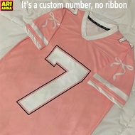 【Free Custom Name】Baju Jersey Perempuan Number 7 Dry shirt Coquette Oversized American Style Shoulde