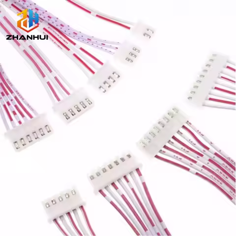 JST XH 2.54mm Pitch Female to Female Flat Ribbon Cable - 2/3/4/5/6/7/8/10/12 Pin, 26AWG Red/White Wi