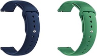 Quick Release Watch Band Compatible With Fossil Men's Sport 43 mm Silicone Watch Strap with Button Lock, Pack of 2 (Blue and Green)