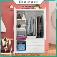 FurnitureFit ALMARI 3 PINTU + LACI / ALMARI PUTIH / WHITE WARDROBE [COLUMBIA/DARK OAK ONLY]  / 3 pin