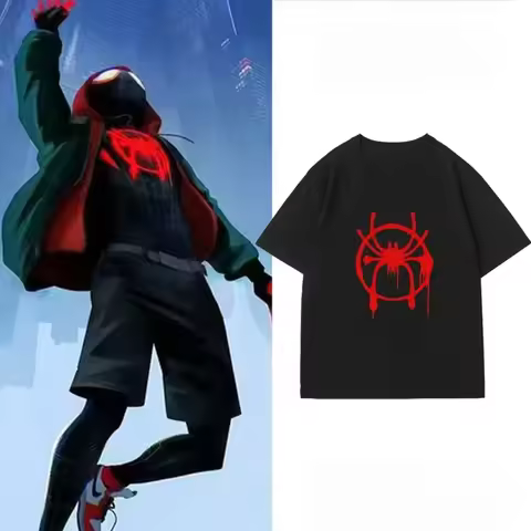 Marvel Genuine Marvel Spider-Man Vertical Universe Printed Short Sleeve Men's and Women's Same Loose