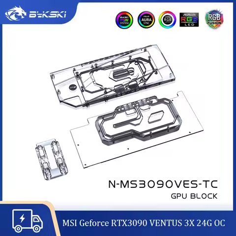 Bykski GPU Water Cooling Block For MSI Geforce RTX3090 VENTUS 3X 24G OC, Graphics Card Liquid Cooler