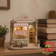 GIOVANNI Wooden Reading Tracker, 2D Flat Vintage Book Tracker Sign, Classic Book Calendar Fairy Hous