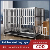 Stainless steel dog cage Dog house Dog cage with toilet indoor medium and large dog cage with food bowl indoor foldable dog cage cat cage collapsible stainless steel kennel