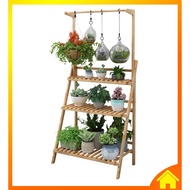 [OneHome] Wooden Shelf Rack Flower Gold Hang Pot Vase Garden Plant Stand Rak Kayu Pasu Pokok Bunga G