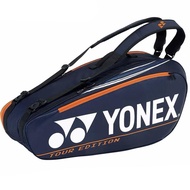 YONEX Pro ชุดทัวร์กระเป๋าเทนนิสสำหรับไม้เทนนิส6กระเป๋าสะพายหลังกีฬาพร้อมช่องใส่รองเท้า