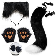 Cute Plush Bear Paw Gloves, Cat Paw Fingerless Gloves, Cosplay Costume, Anime Event Props, Cute Plus