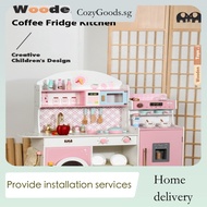 Pink Childrens Wooden Toys 2 Simulated Kitchen Toy Wooden Kitchen Utensils Stove Scene Kitchen Toy K
