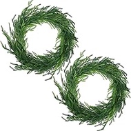 Jutom Christmas Norfolk Pine Wreath for Crafts Artificial Green Wreath Garland Faux Greenery Realistic Wreath Holiday Decoration for Christmas Seasonal Indoor Outdoor Home Decor DIY Gift Wrap (2 Pack)