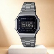 Men's/Women's Sporty Fashion Digital Watch A168WA-1, Retro Stainless Steel Strap Square Dial Watch, 