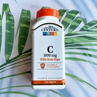 วิตามินซีธรรมชาติ Natural C + Rose Hips 1000mg 110เม็ด (21st Century) บำรุงผิวพรรณ