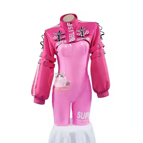 ➳SwastikaAnime Alice Cosplay Nikke Cosplay Costume Irelia H Store Victory Pink Jumpsuit Wig Earphone