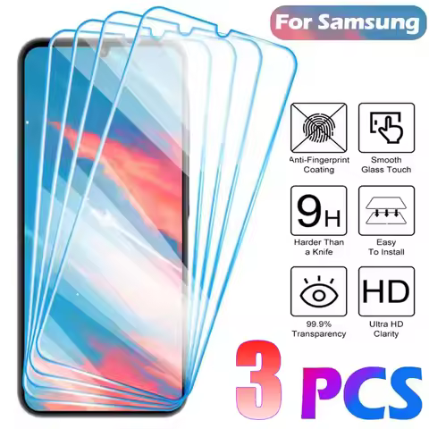 3Pcs Tempered Glass Screen Protector For Samsung Galaxy A7 A9 2018 A07 A13 A14 A15 4G 5G A08S A09S A