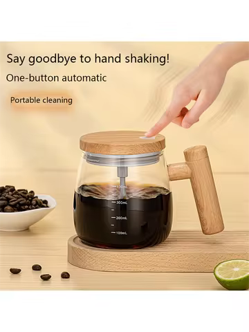 Self Stirring Coffee Mug with Lid,400ML Electric Mixing Cup Self Stirring Coffee Mug Glass Mixing Co