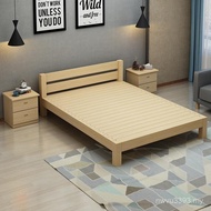 Solid Wood Bed Double Bed Mi 1.5 Rental Room 1.8m Pine Bed Tatami Single Bed Frame 1.2 Bedsideless E