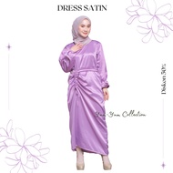 DRESS SERUT SATIN | GAMIS SERUT ABELIA DRESS | BAJU KONDANGAN BRIDESMAID WANITA SATIN SILK