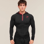 2026 NEW GYMSHARK/ONYX V1 Men's Long Sleeve Moisture-Wicking Breathable Stretchy Half-Zip Compressio