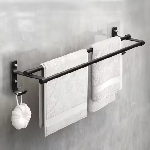 Bathroom Hand Towel Rack Towel Holder Wall Mount No Drill Mount 40/50cm Towel Bar Aluminium Double B