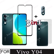 3in1 Tempered Glass for Vivo Y04 Screen Protector for Vivo Y04 Y03T Front Glass Back Film Camera Len