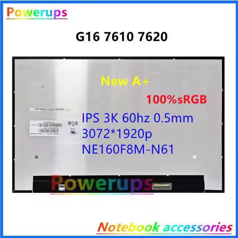 New A+ Laptop LCD/LED Screen/Display For Dell G16 7610 7620 NE160F8M-N61 NE160QDM-NY9/NY3 IPS QHD 3K