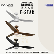 FANCO F-Star 36" 46" 52" DC Motor Ceiling Fan with 3 Tone LED Light Kit and Remote Control | Guan Seng Electrical