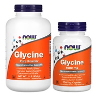 NOW Foods, Glycine, 1,000 mg, 100 Veg Capsules or Pure Powder, 1 lb (454 g)