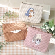Mofusand Kawaii Anime Corduroy Tissue Pouch with Embroidery - Multi-purpose Mini Organizer for Cosme