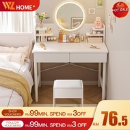 Dressing Table Mirror LED Light Meja Solek Makeup Table With Mirror Drawer Storage Bedroom Comestic 