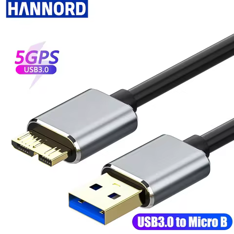 Hannord USB 3.0 Type A to Micro B Hard Drive External Cable 5Gbps Fast Data Sync Cord for Samsung Ha