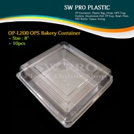 OP-L200 / BENXON OPS-L200 Square Bakery Container with Lock / Bekas Kek 8" [ 10pcs± ]