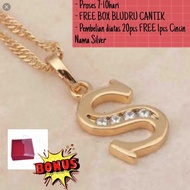 GOLD Gemstone Initial Print Necklace (Only 1 initial) (2 weeks to make) (KN19)