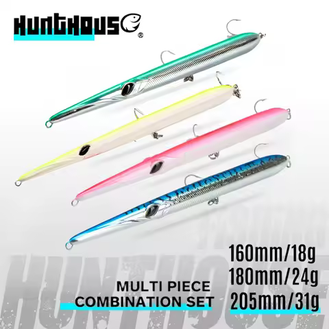 Hunthouse 4PCS Combination Needle Fish Shape Lure 18g/24g/31g Floating Pencil Bait WTD Long Casting 