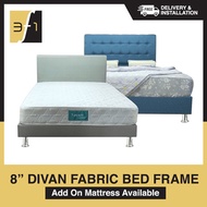 PROMO ★8 Inch Divan Fabric Bed Frame★ #Warranty Included (Add On Mattress Available)