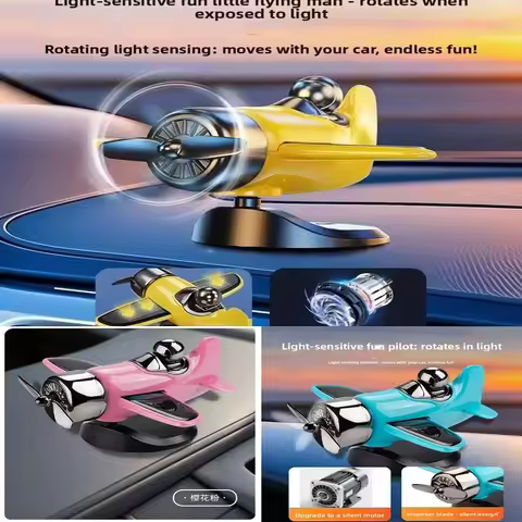 New Solar Rotary Aircraft Car Tide Play Decompression Decoration Center Console Decorations