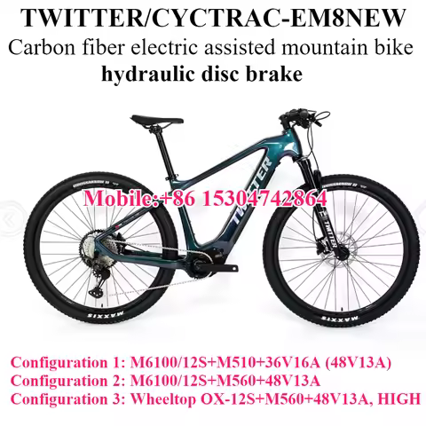 TWITTER new EM8 electric assisted mountain bike M6100-12S eight sided center motor M510/M560 bike el