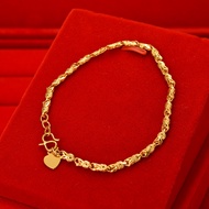 In Stock Boutique AU999 Gold Bracelet Womens Real Gold Wrist Chain Car Flower Wedding Retro 24K Pure
