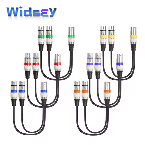 XLR 1 to 2 Audio Cable 3Pin Male to Female Stage Microphone Adapter Connector 1 Point 2 Zinc Alloy P