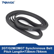 POWGE 2MGT 2M G2M 2GT Synchronous Timing belt Pitch length 738/740/750/752/760/770/782/784 width 6mm