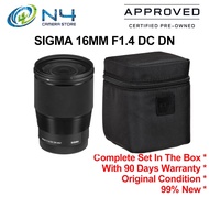 SIGMA 16mm F1.4 DC DN FOR Sony E Canon EOS M Fujifilm X Mount ( PRE-OWNED ) 99% NEW & GOOD CONDITION