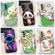 For Samsung A73 5G SM-A736B Casing Cute Avocado Panda Rabbit Cartoon Square Lens Protective Cover Fo
