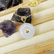 18K純金天然緬甸A貨翡翠 平安扣墜子