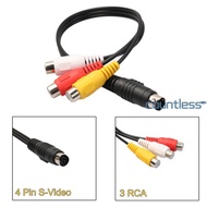4 Pin S-Video To 3 RCA Adapter Cable Conversion Cord 28 Cm/11 Inch Video Composite Extension Cable f