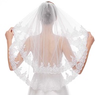 Bridal Wedding Veil Double Layer Water-Soluble Lace Shawl Photo Veil Lace Veil