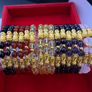 EMAS 999.9 pure Gold Naga Dragon Gelang Pixiu 999.9GOLD Crystals 6mm