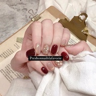 Press On Nails Maroon 02